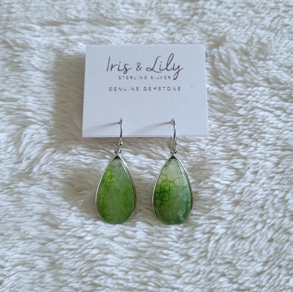 Iris & Lily Moss Green💚 Agate Earrings - Picture 5 of 16